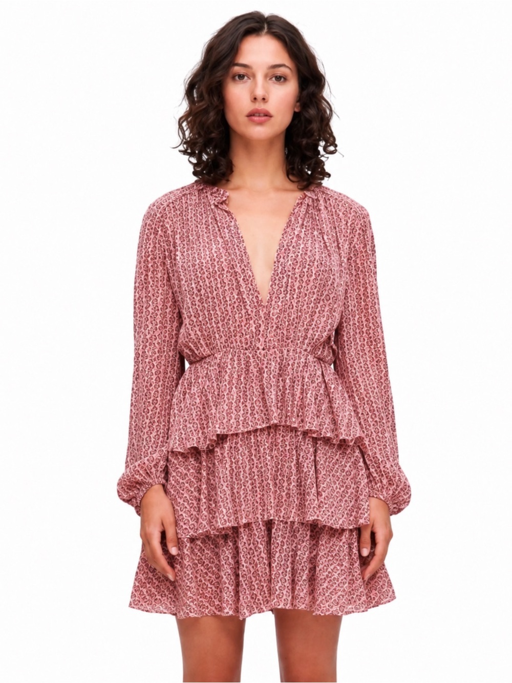 NWT Maje Rilivate Floral Print Tiered Mini Dress